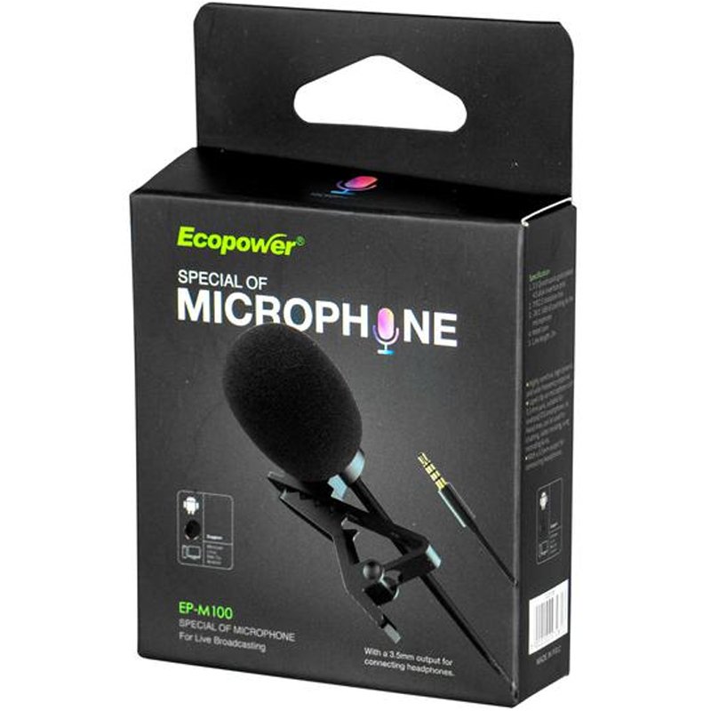 MINI MICROFONO ECOPOWER EP-100 P/CEL - 2M - Tche Loco Eletrônicos